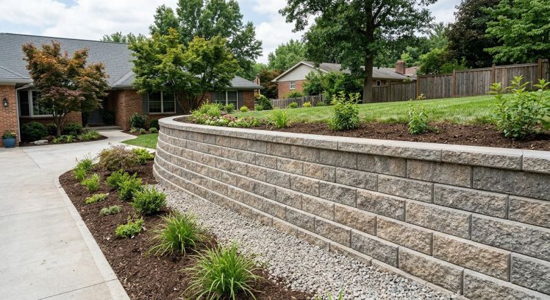 Block Retaining Wall Installation in Rockwall, TX