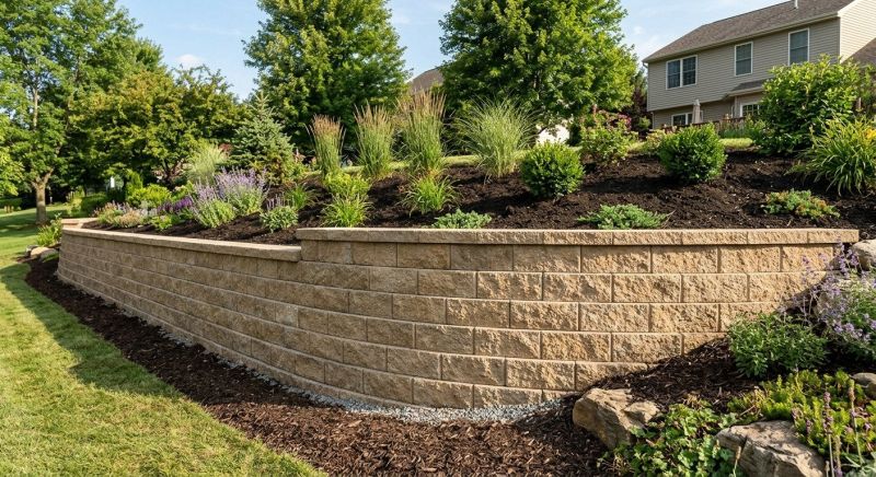 Block Retaining Wall Installation in Aiken, SC